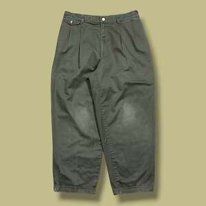 Vintage Sun Faded Pants Pleated Khakis Distressed Green Mens 32x25 Minimalist